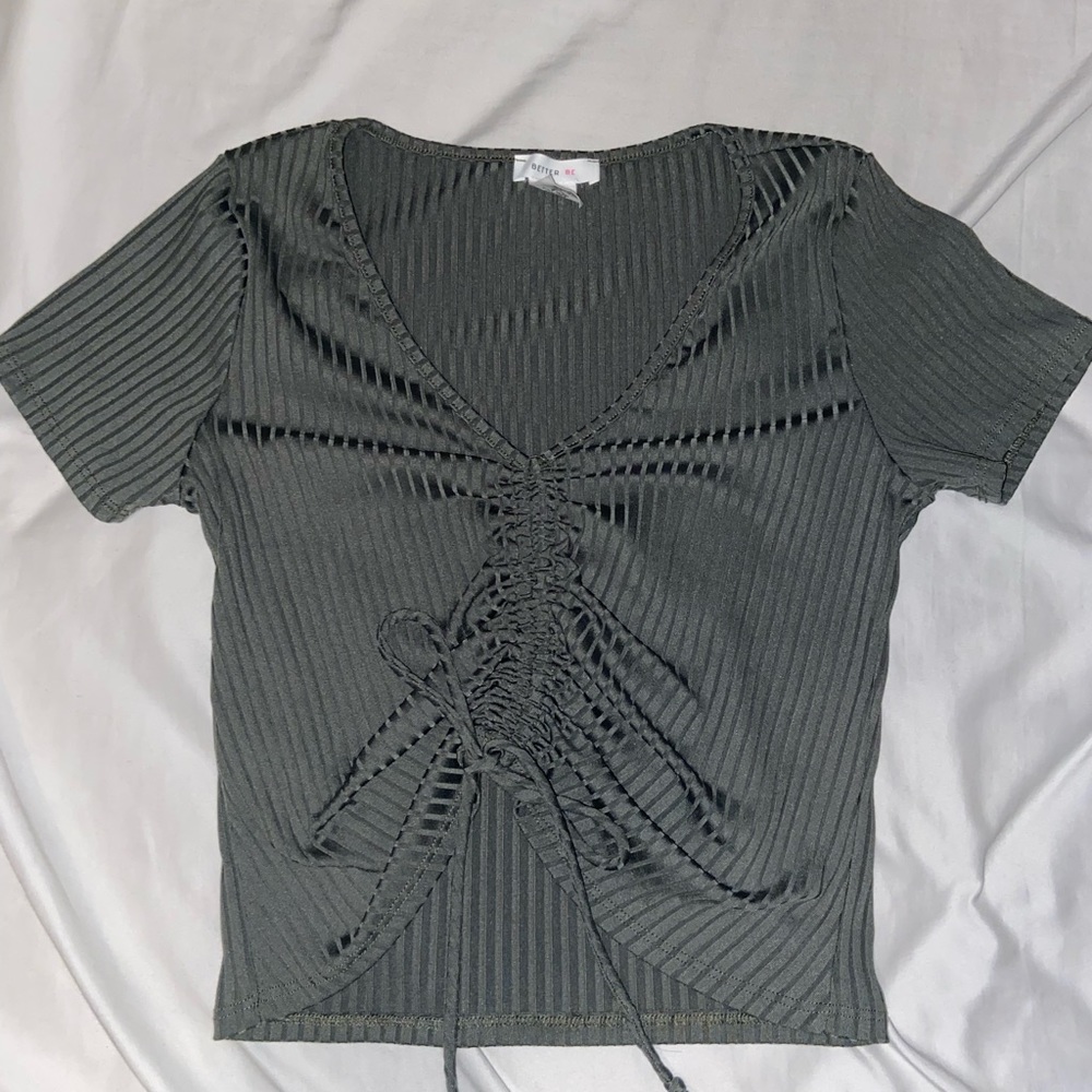 green front tie top
